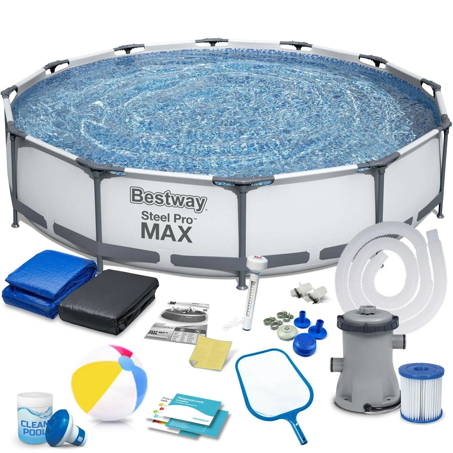 Basen ogrodowy stelażowy, zestaw 16w1, Bestway, 366x76 cm