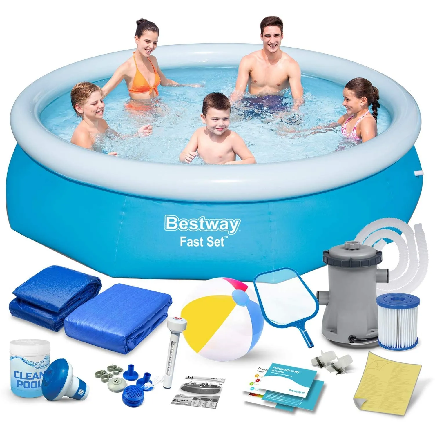 Basen ogrodowy rozporowy, zestaw 15w1, Bestway, 305x76 cm