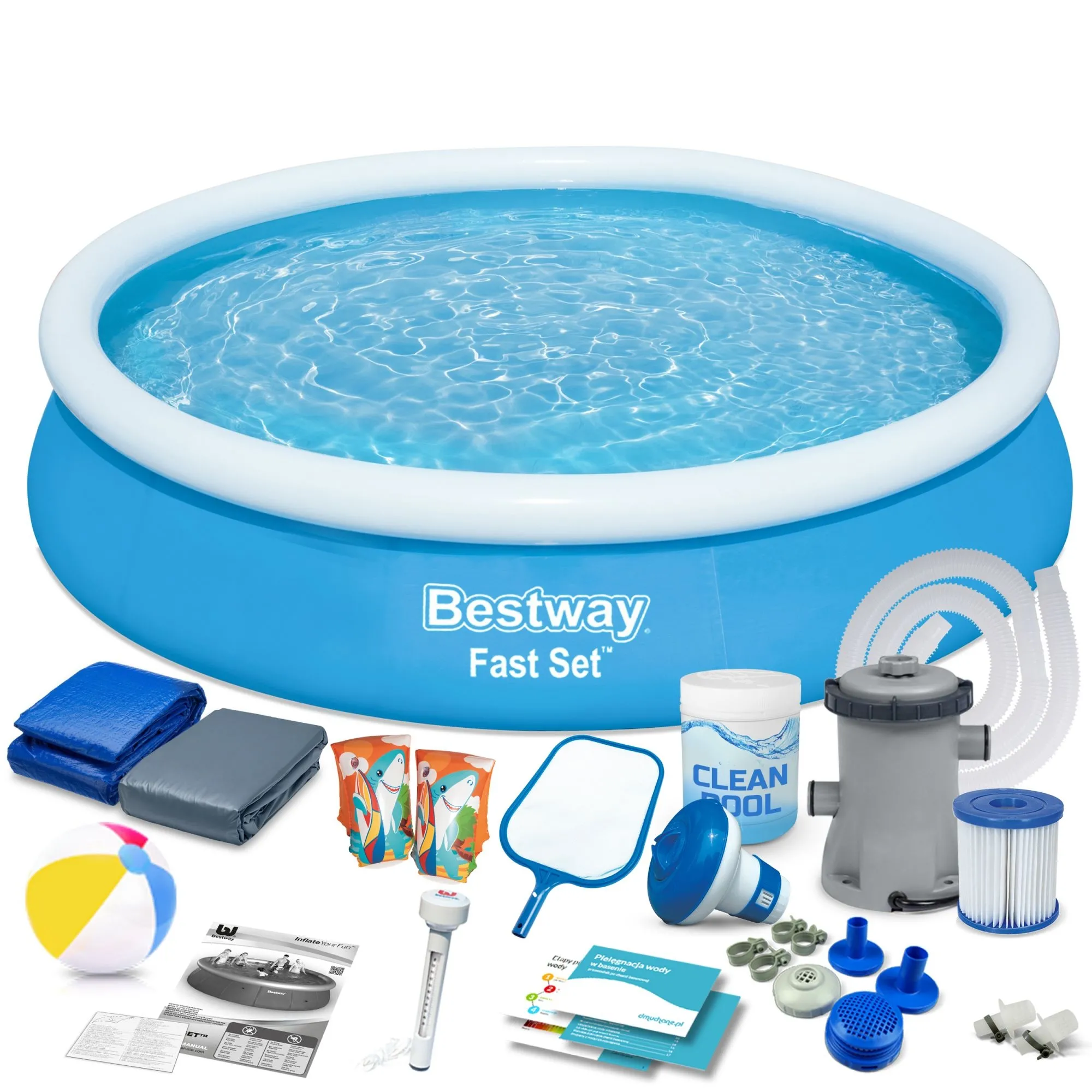 Basen ogrodowy rozporowy, zestaw 17w1, Bestway, 366x76 cm