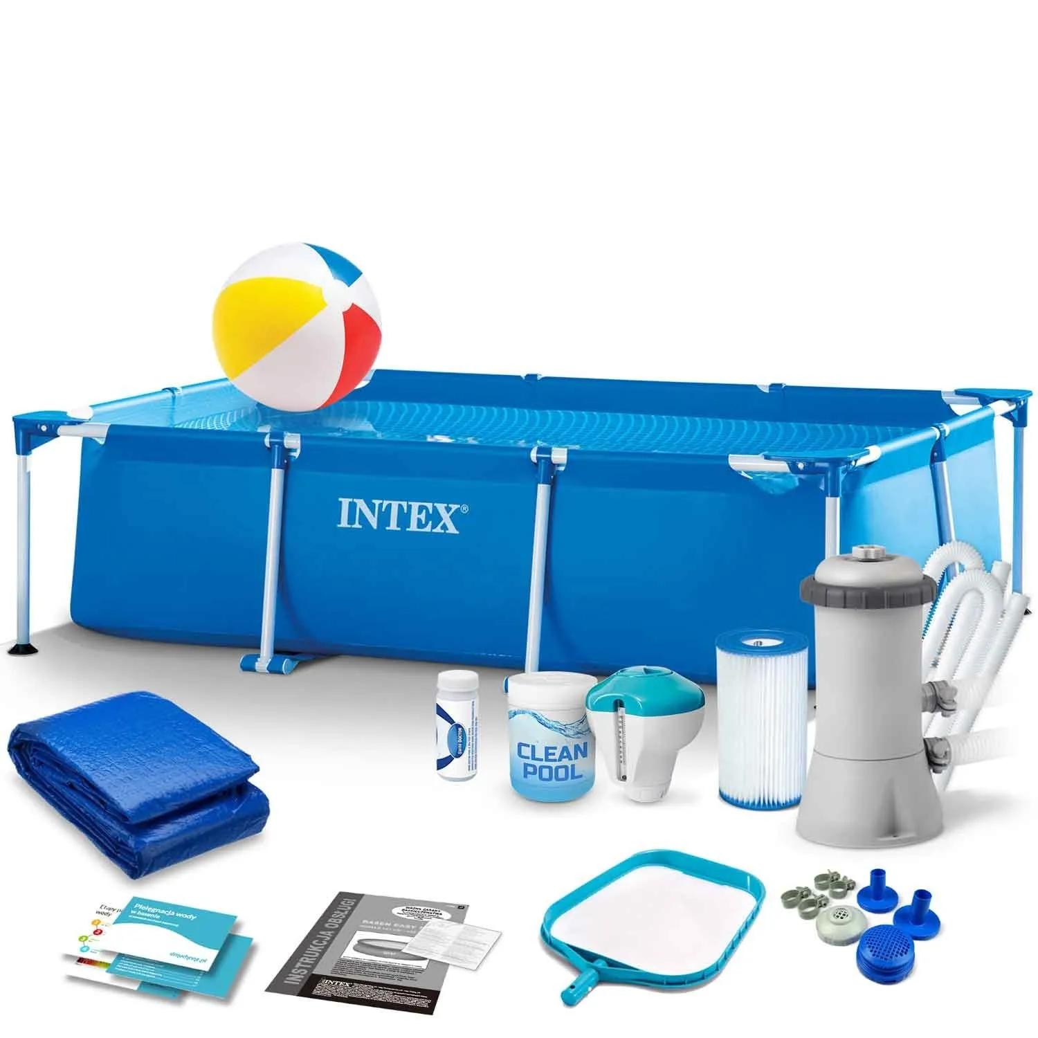 Basen ogrodowy stelażowy, zestaw 15w1, Intex, 260x160x65 cm