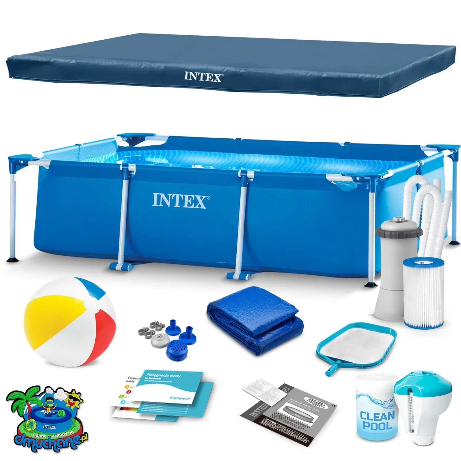 Basen ogrodowy stelażowy, zestaw 15w1, Intex, 300x200x75 cm