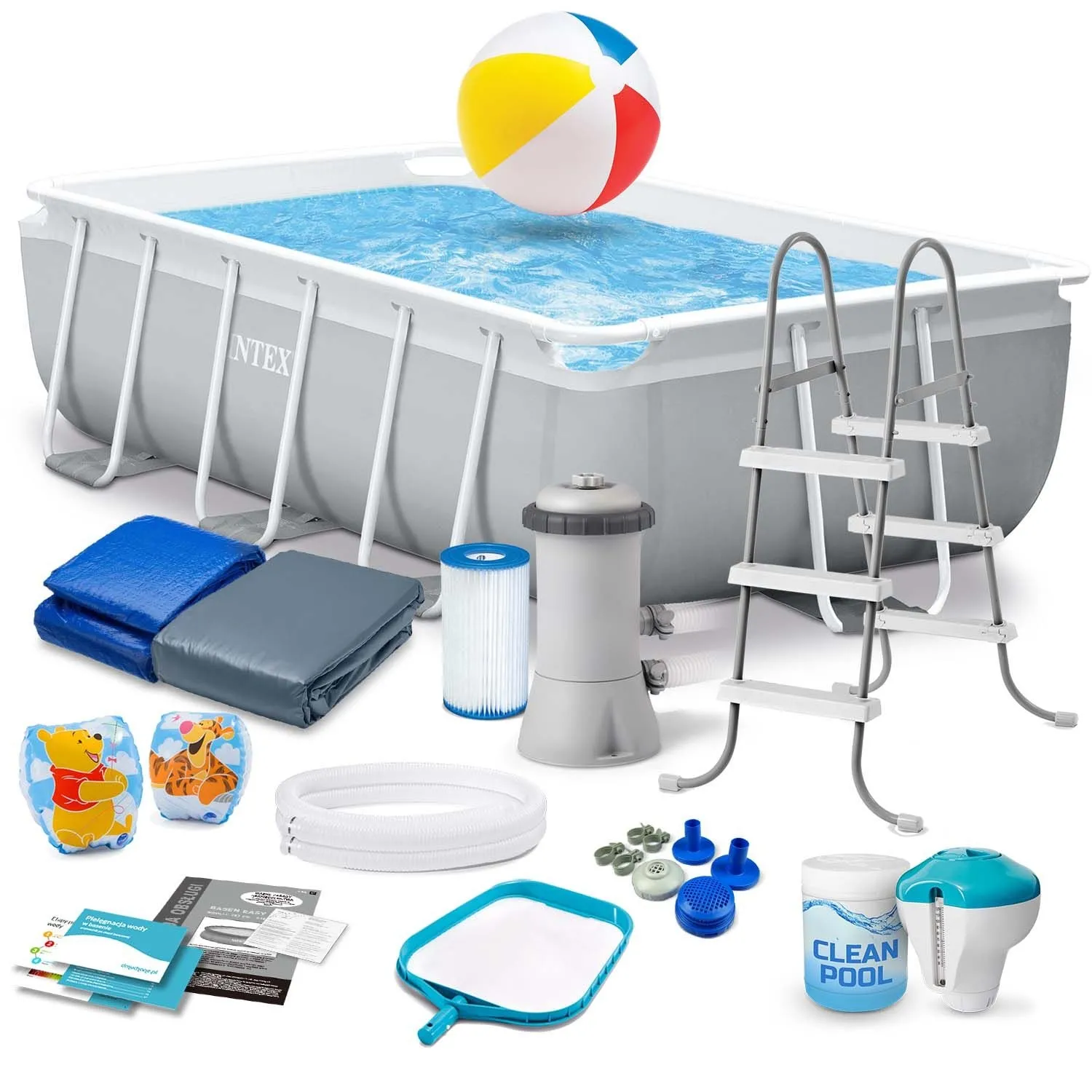 Basen ogrodowy stelażowy, zestaw 18w1, Intex, 300x175x80 cm