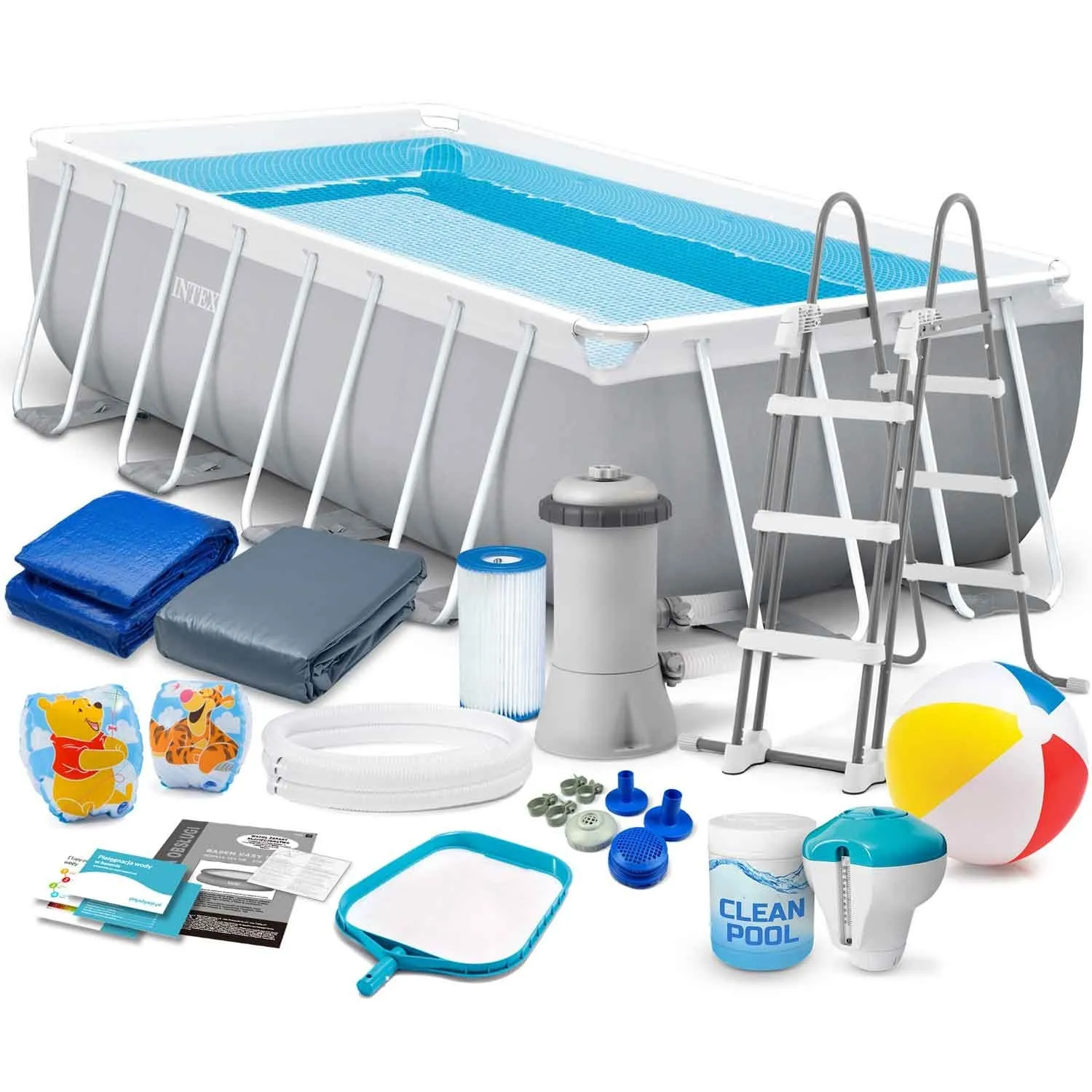 Basen ogrodowy stelażowy, zestaw 17w1, Intex, 400x200x100 cm