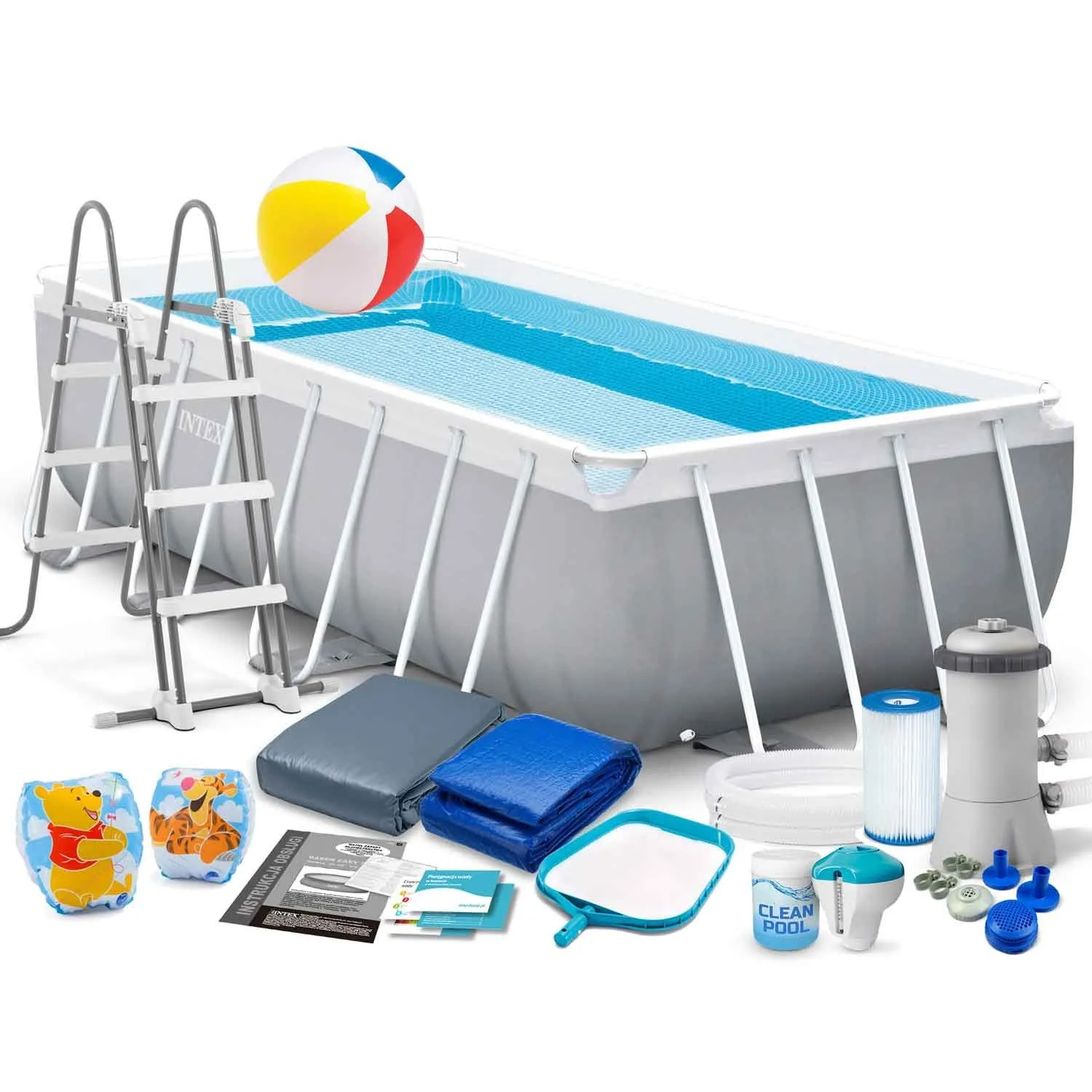 Basen ogrodowy stelażowy, zestaw 18w1, Intex, 488x244x107 cm