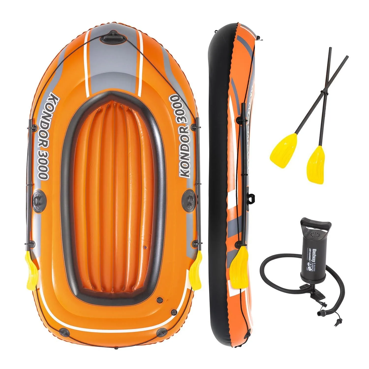 Ponton dmuchany 3 os., wiosła + pompka, Kondor 3000, Bestway