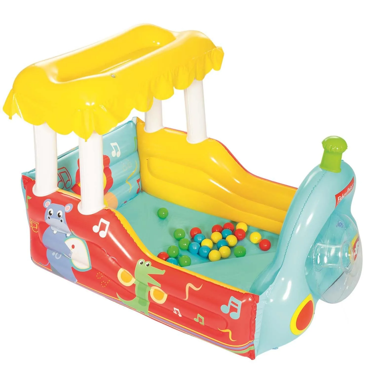 Kojec pociąg + piłki Fisher-Price, Bestway 132x94 cm