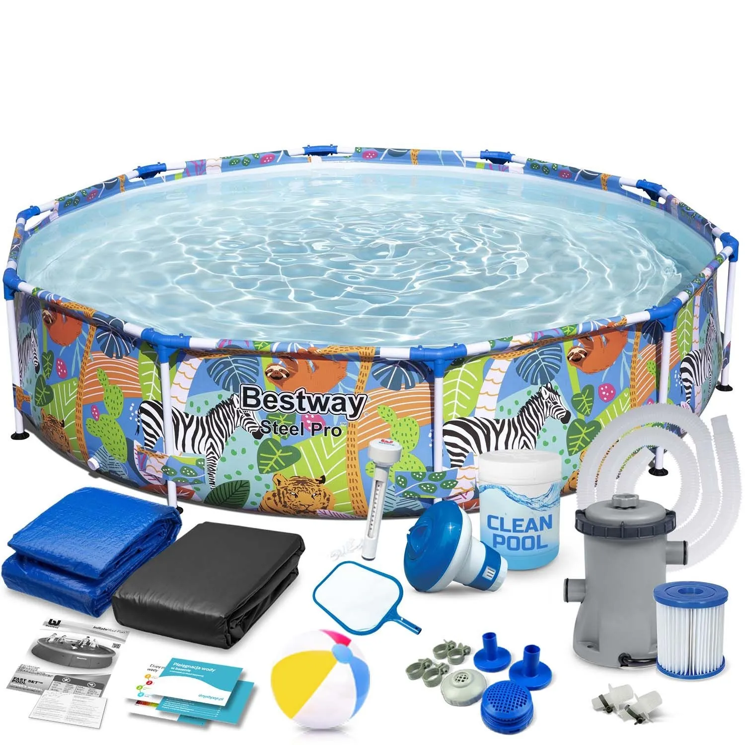 Basen ogrodowy stelażowy, zestaw 17w1, Bestway, 305x66 cm