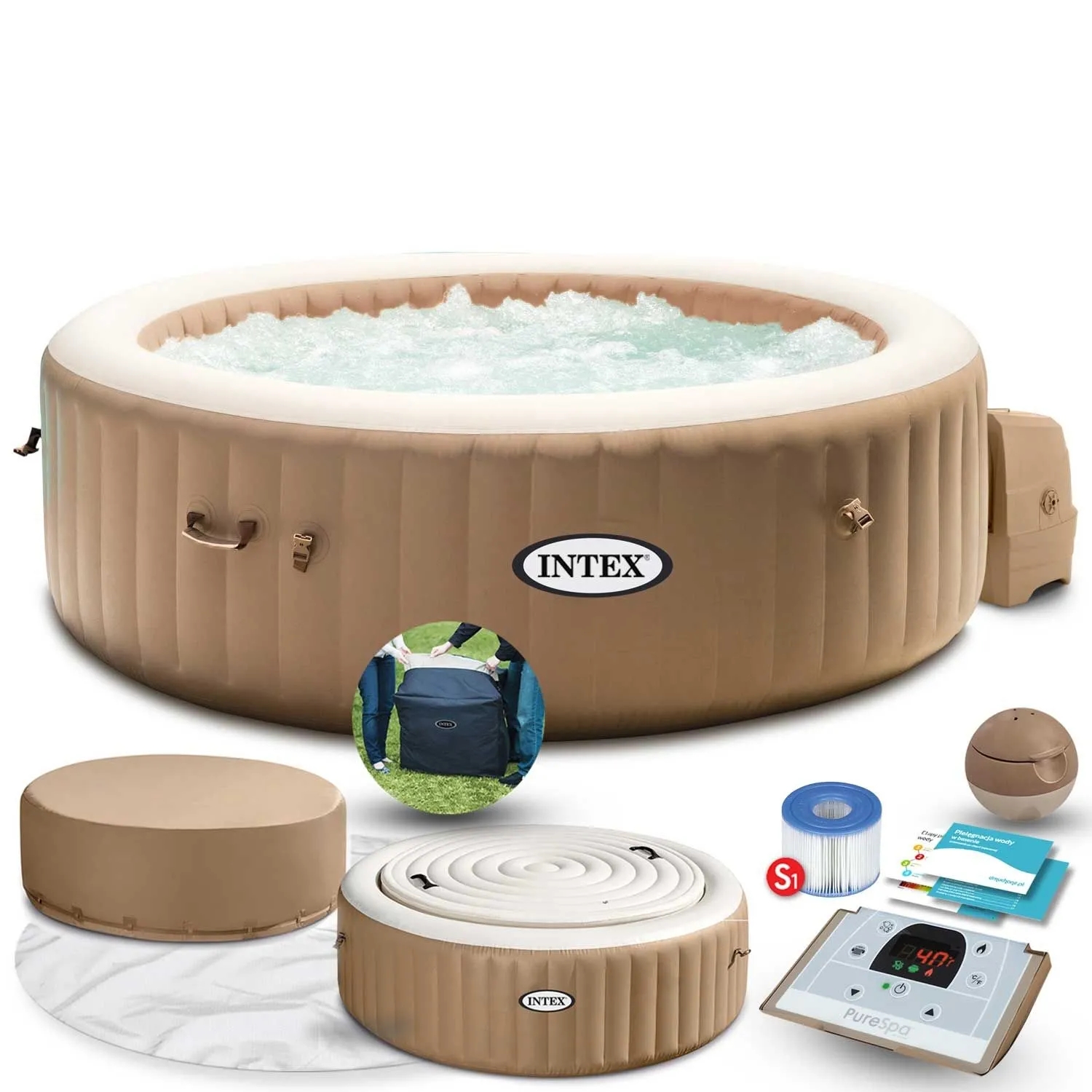 Dmuchane SPA Jacuzzi z hydromasażem, 4 os., Intex, 196x71 cm
