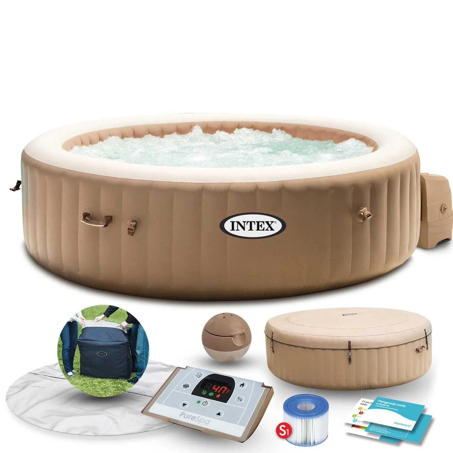 Dmuchane SPA Jacuzzi z hydromasażem, 6 os., Intex, 216x71 cm