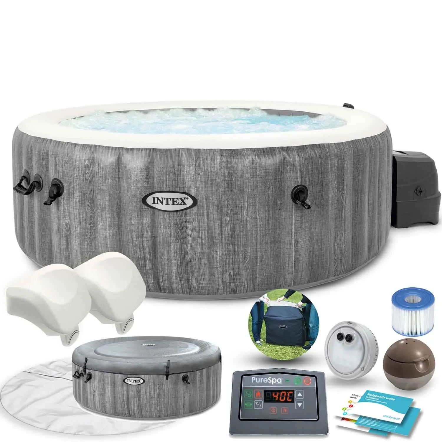 Dmuchane SPA Jacuzzi z hydromasażem, 4 os., Intex, 196x71 cm