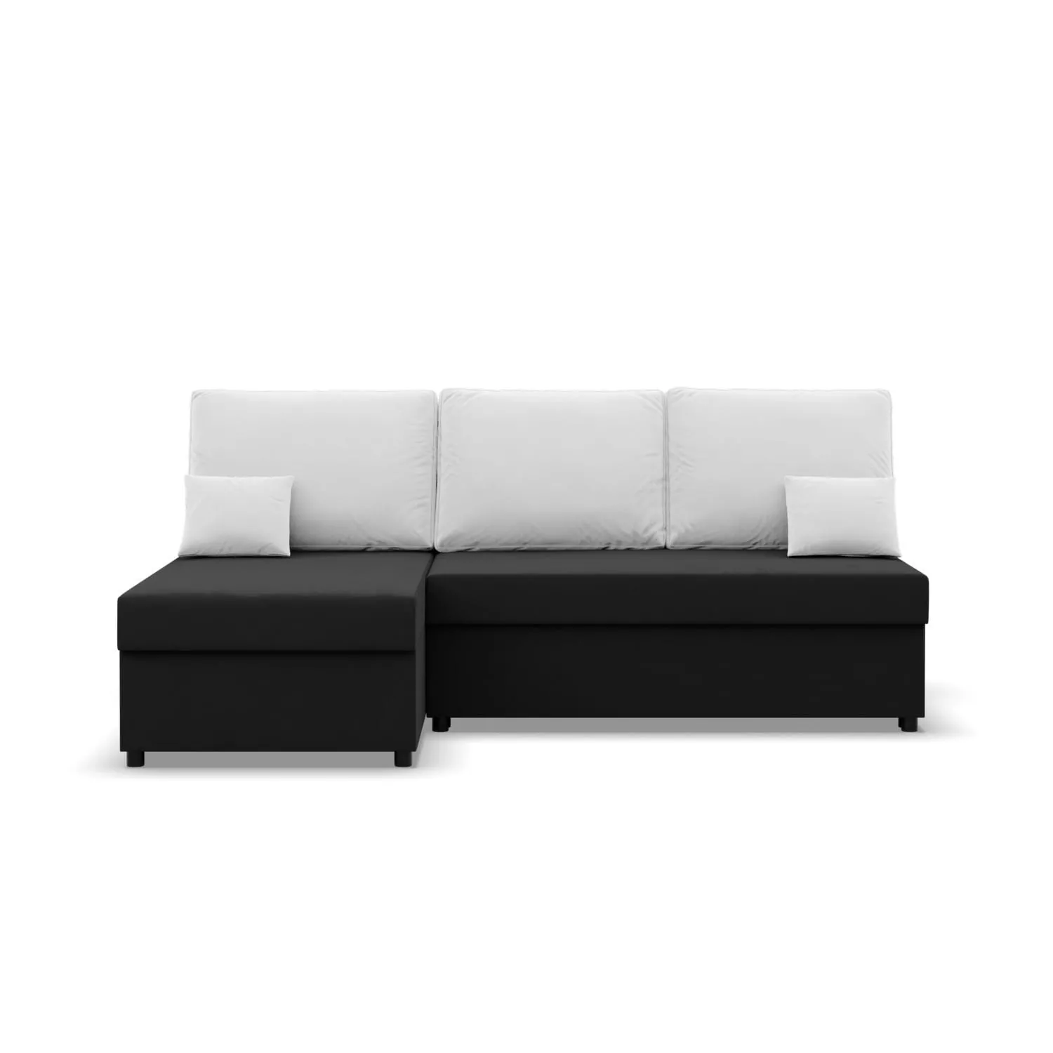 Narożnik z funkcją spania, Flow, 201x138x92 cm, czarny, biały