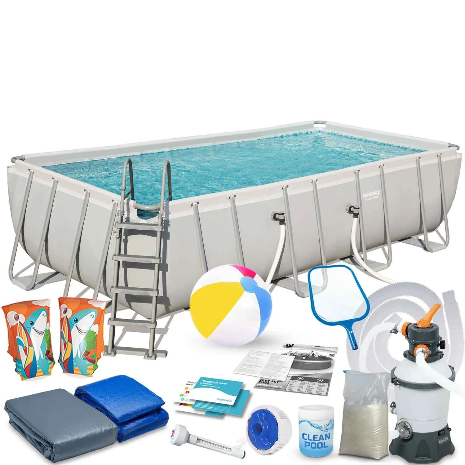 Basen ogrodowy stelażowy, zestaw 18w1, Bestway, 488x244x122 cm