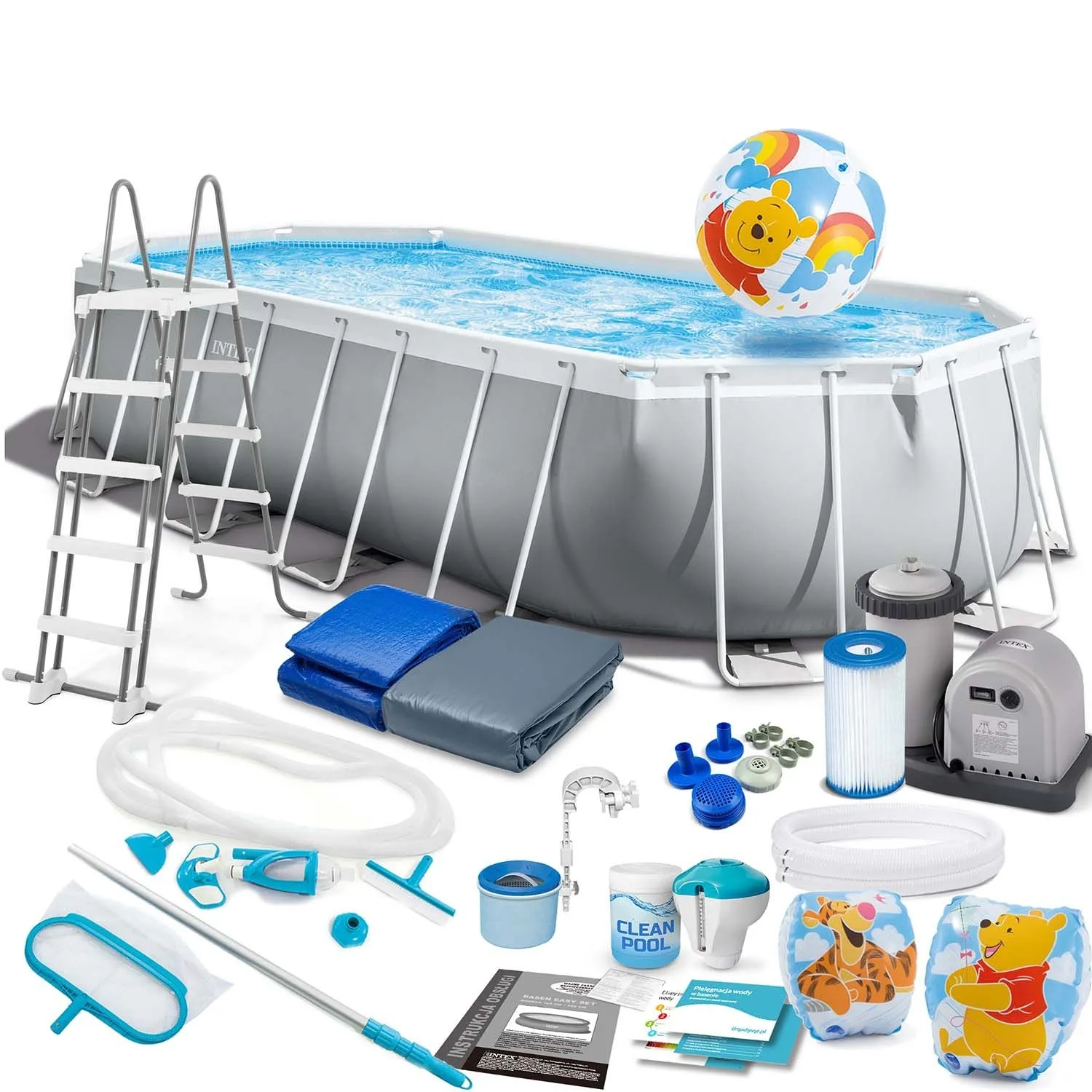 Basen ogrodowy stelażowy, zestaw 21w1, Intex, 610x305x122 cm