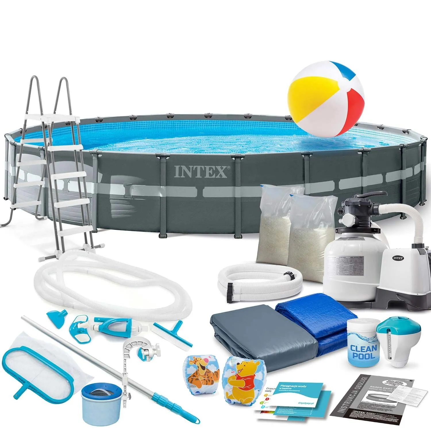 Basen ogrodowy stelażowy, 21w1, Intex, 732x132 cm