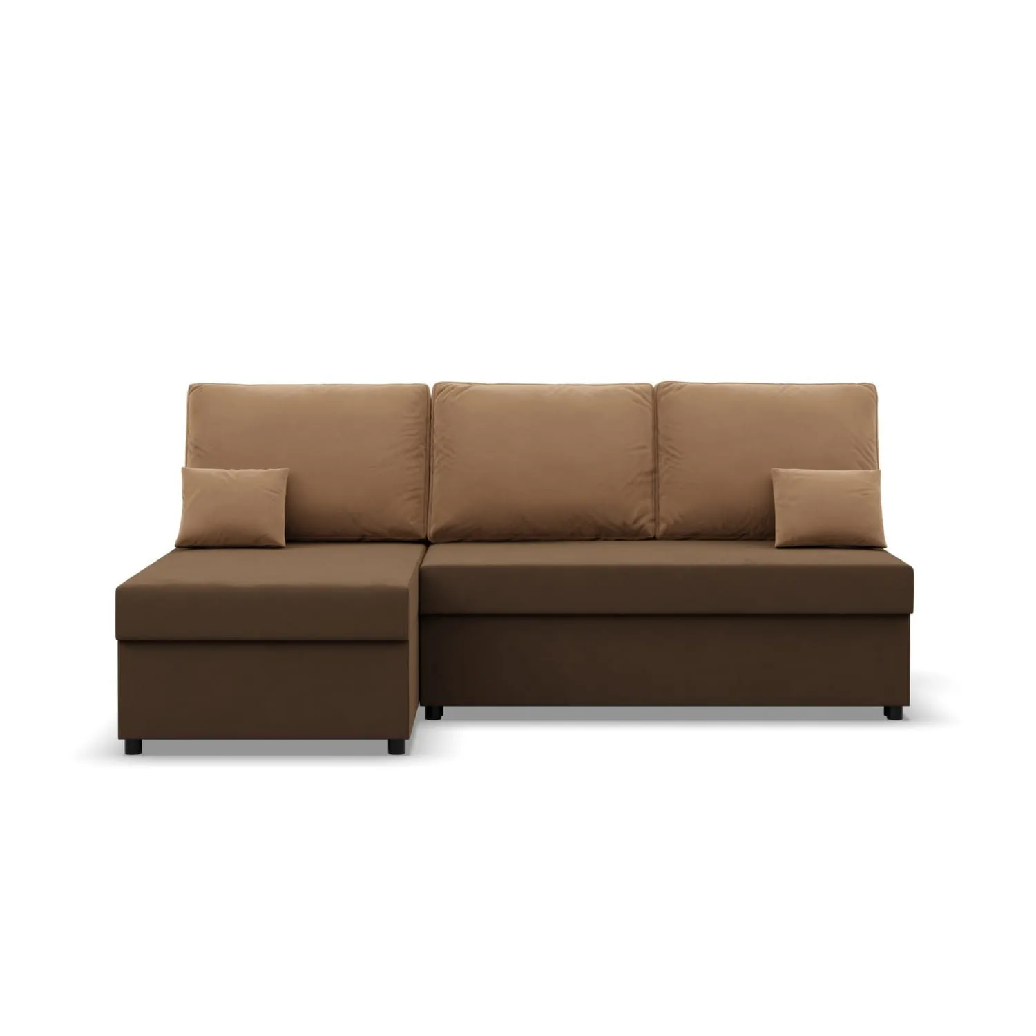 Narożnik z funkcją spania, Flow, 201x138x92 cm, brąz