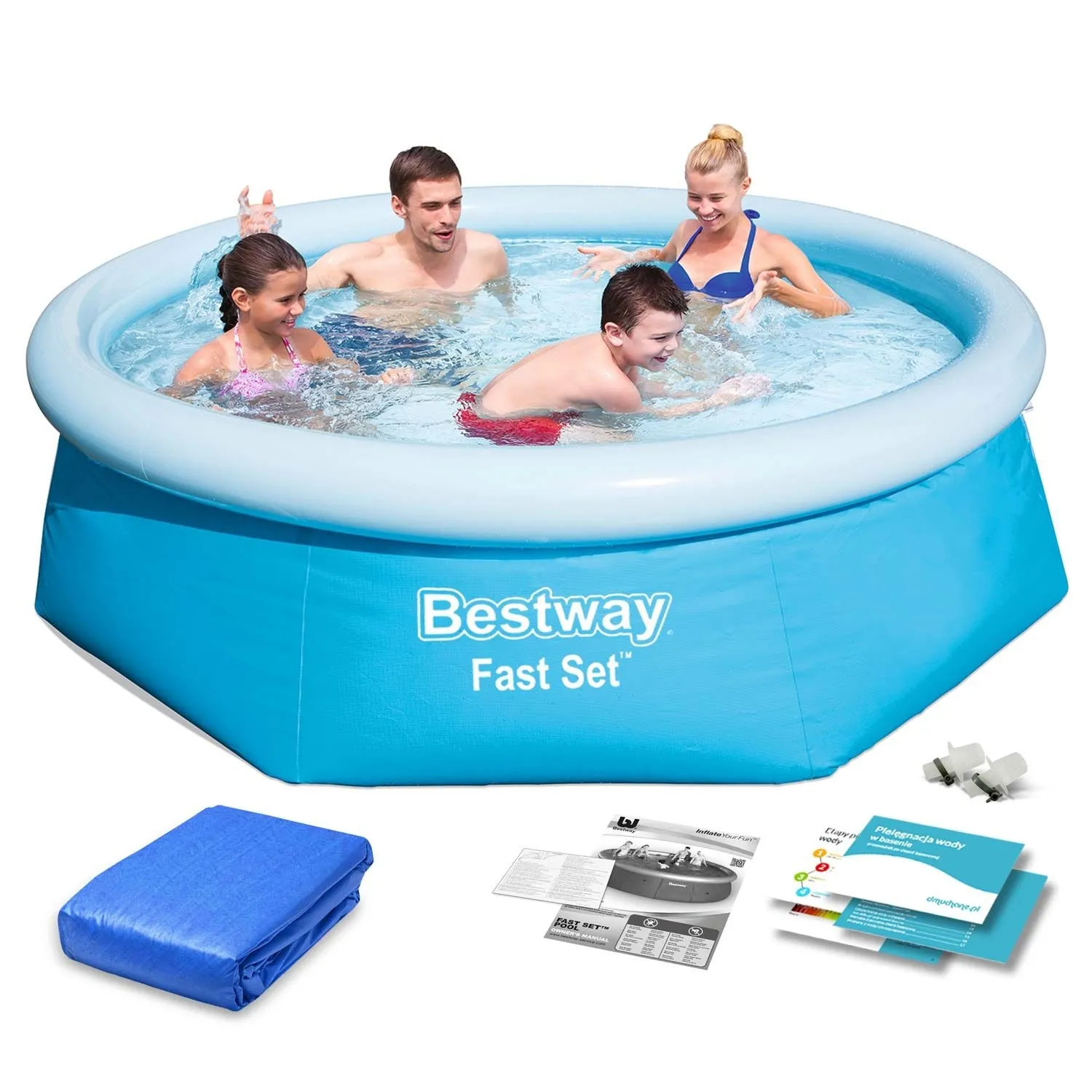 Basen rozporowy stelażowy, zestaw 2w1, Bestway, 244x66 cm