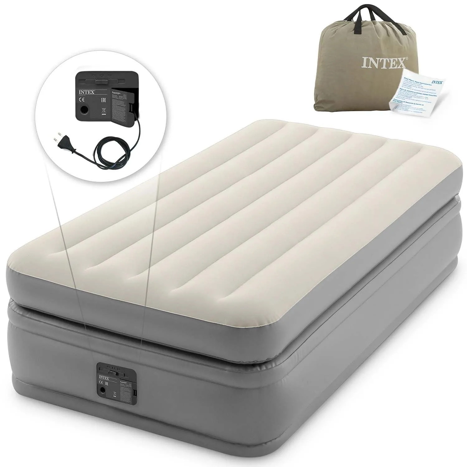 Materac welurowy z pompką elektryczną, Intex, 191x99x51 cm