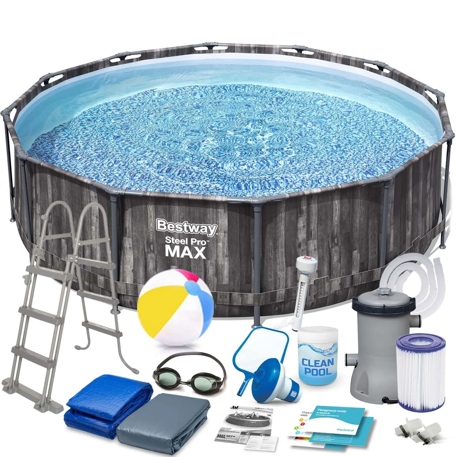 Basen ogrodowy stelażowy, zestaw 18w1, Bestway, 366x100 cm