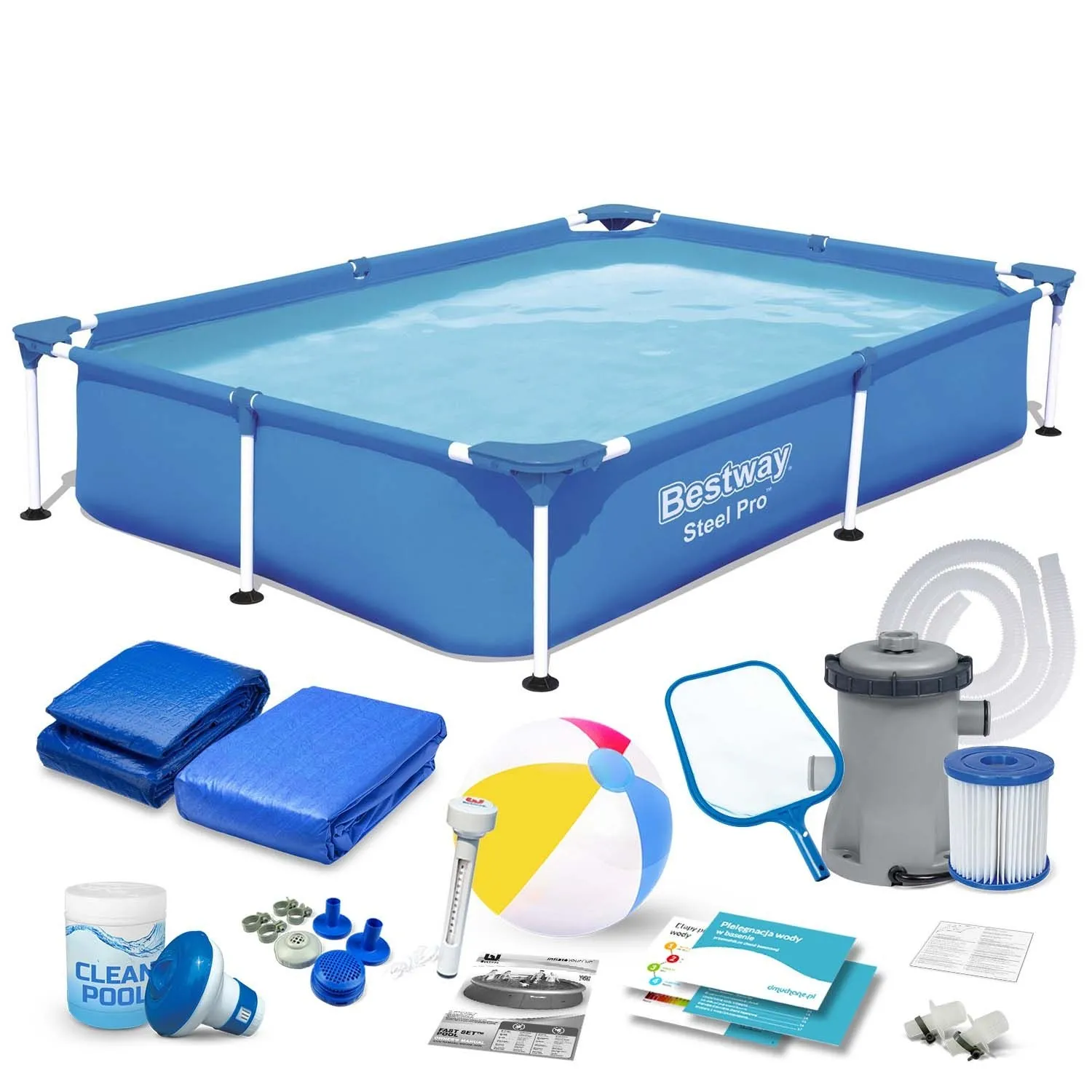 Basen prostokątny stelażowy, 16w1, Bestway, 221x150x43 cm