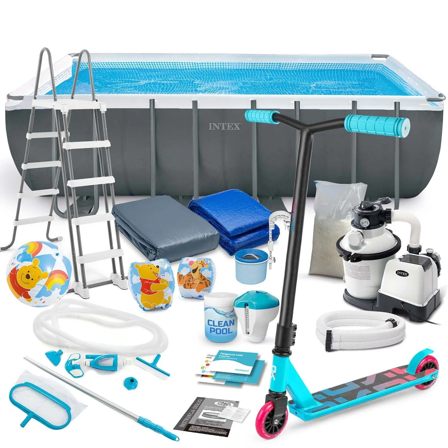 Basen ogrodowy stelażowy, 21w1, Intex, 549x274x132 cm + hulajnoga GRATIS