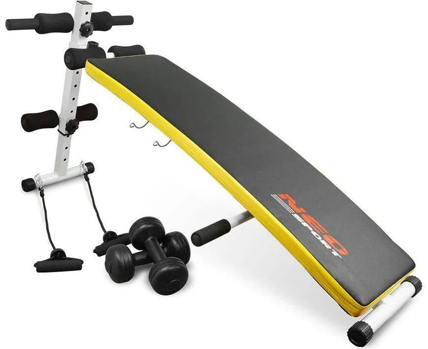 Ławeczka skośna do ćwiczeń z ekspanderami i hantlami, Neo-Sport, czarny