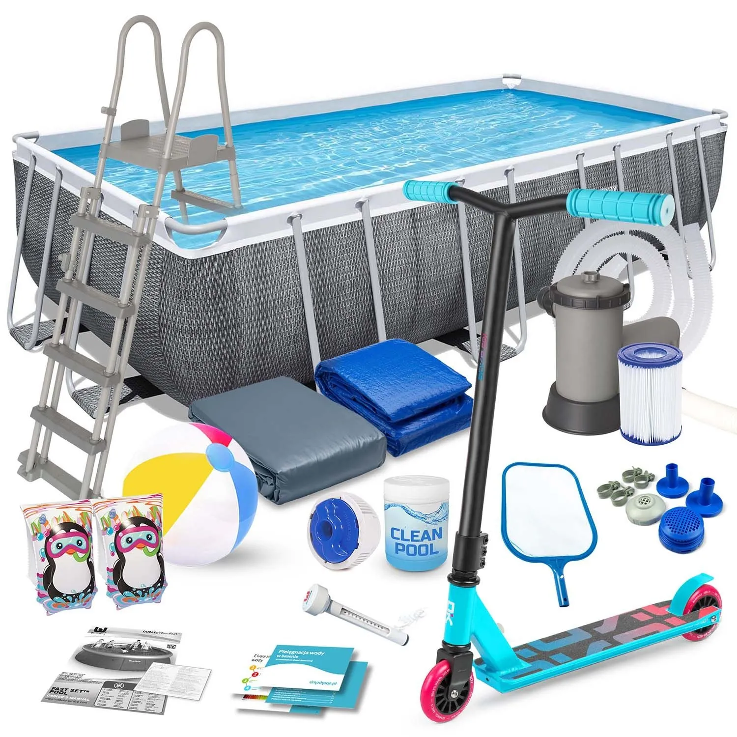 Basen ogrodowy stelażowy, 18w1, Bestway, 549x274x122 cm + hulajnoga GRATIS