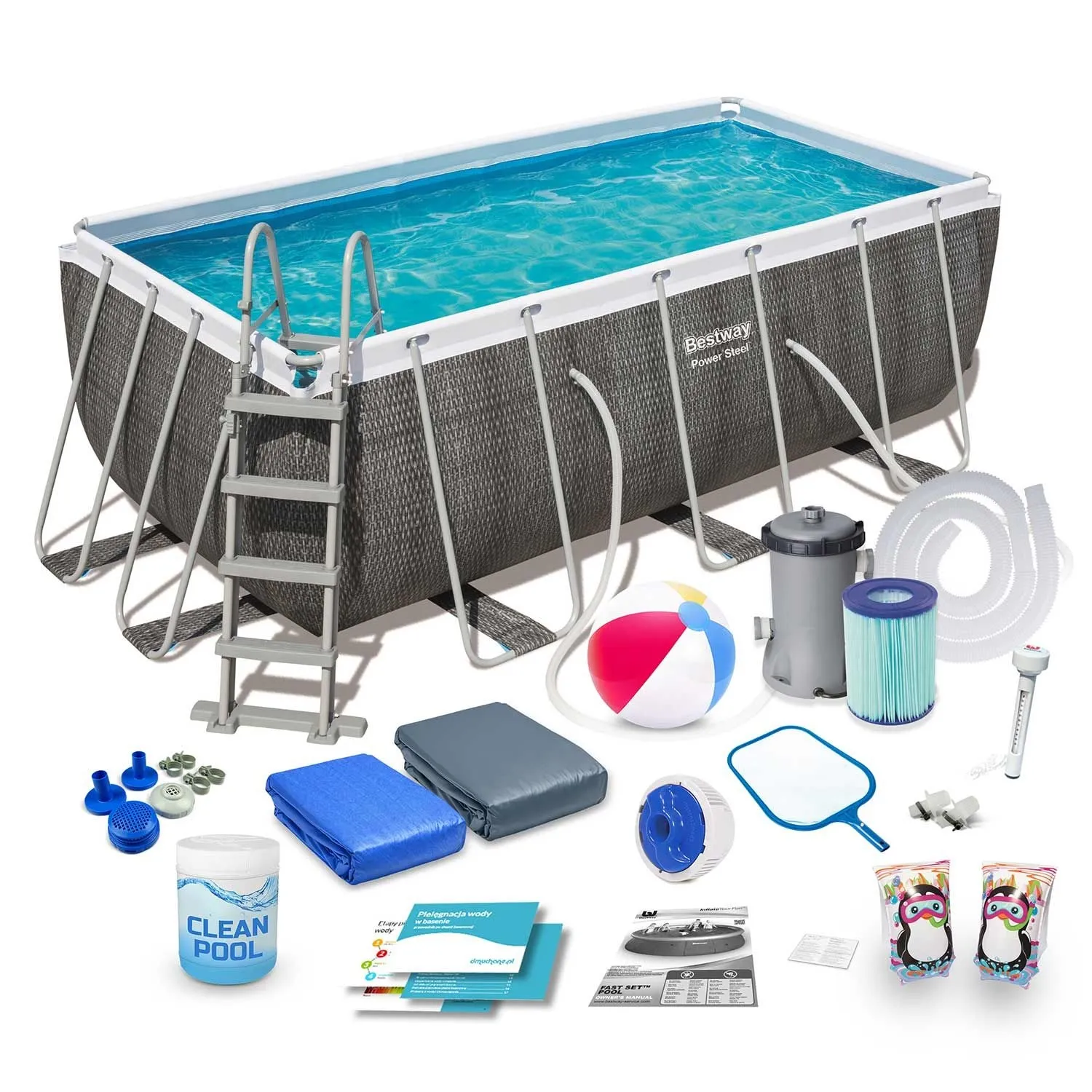 Basen ogrodowy stelażowy, 17w1, Bestway, 412x201x122 cm