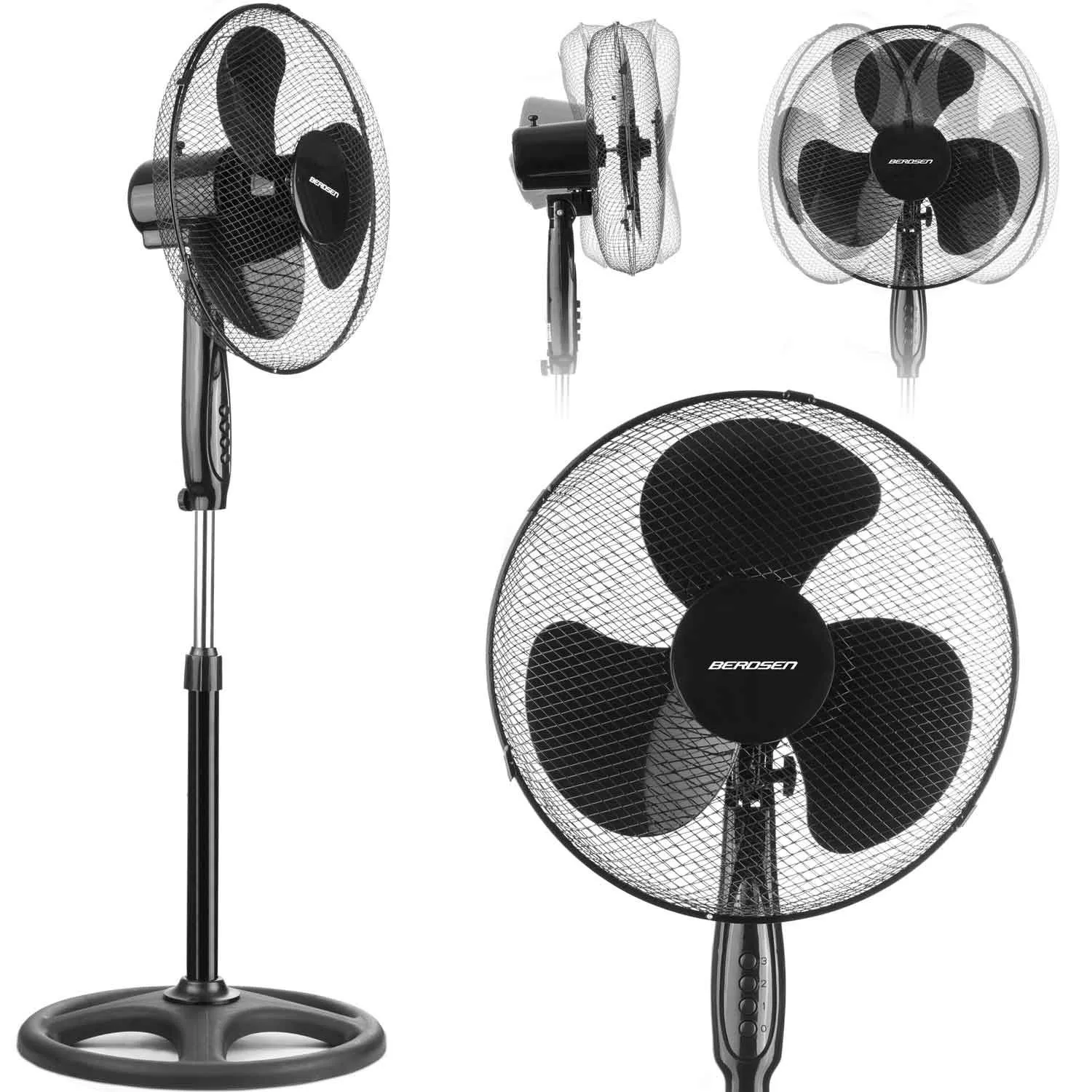 Wentylator, wiatrak podłogowy, Berdsen, 46x123 cm, czarny