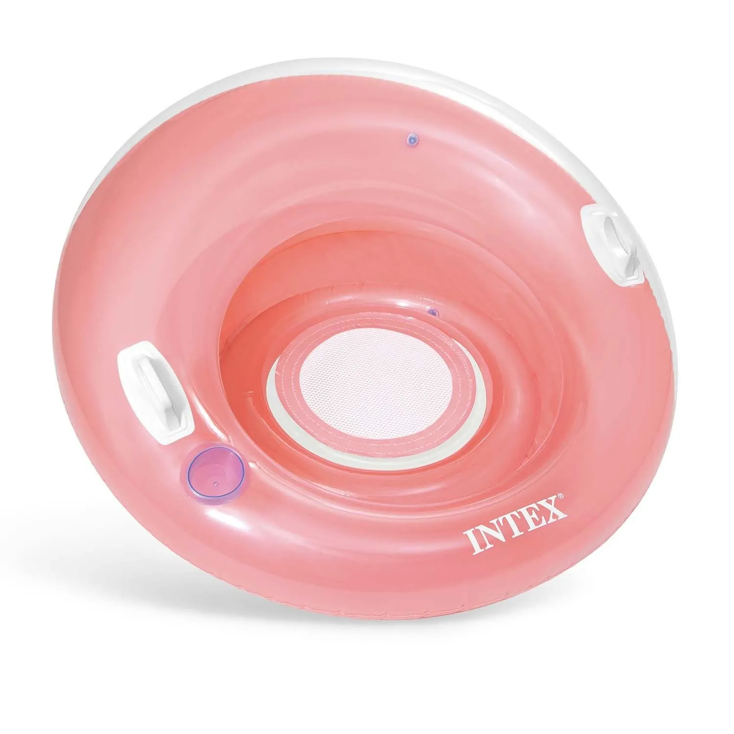 Fotel dmuchany z uchwytami, kółko, Intex, 119 cm, różowy