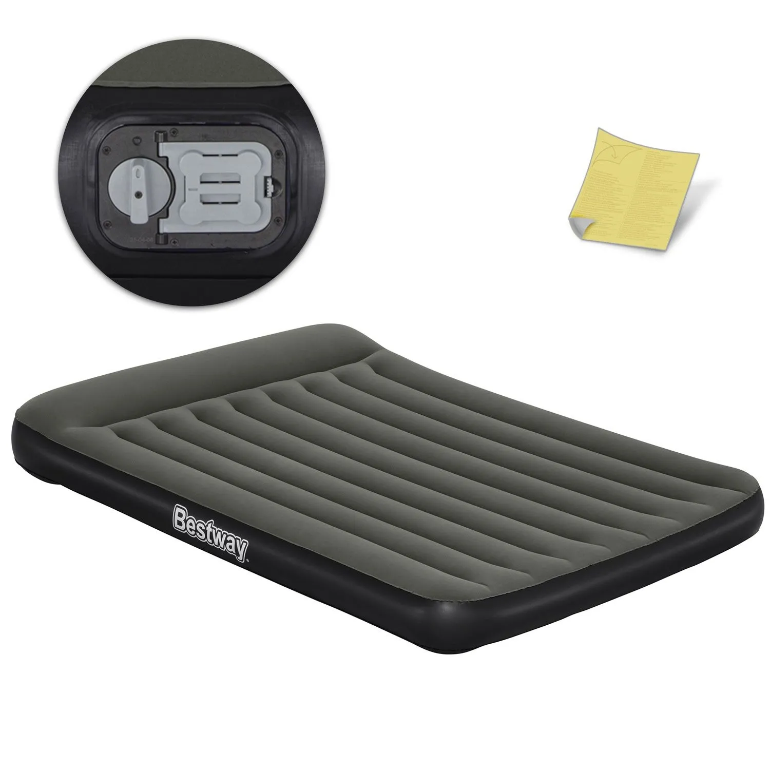 Materac dmuchany z pompką elektryczną, 203x152x30 cm, zielony