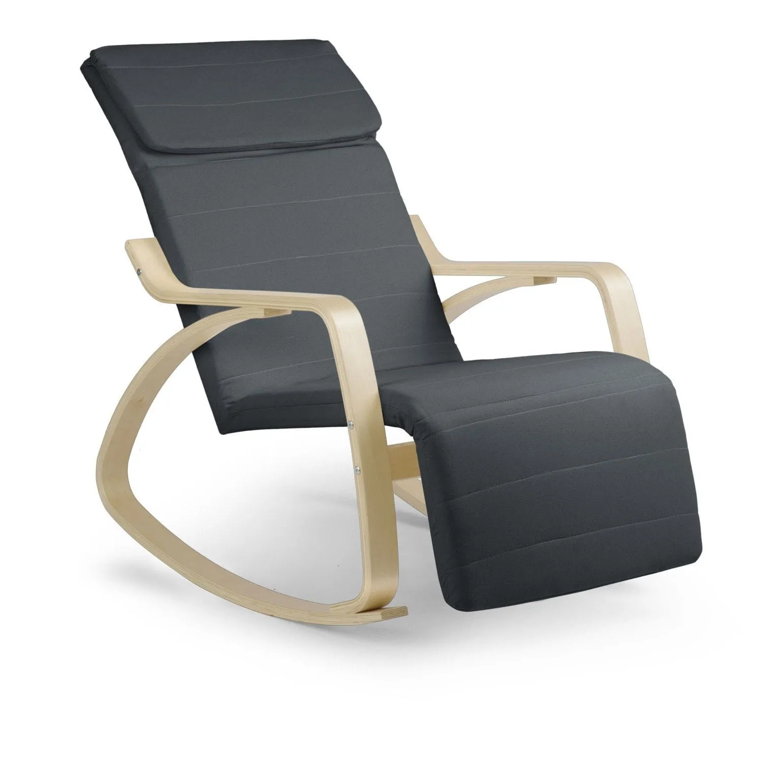 Fotel wypoczynkowy, bujany, podnóżek, bawełna, suzi, szary