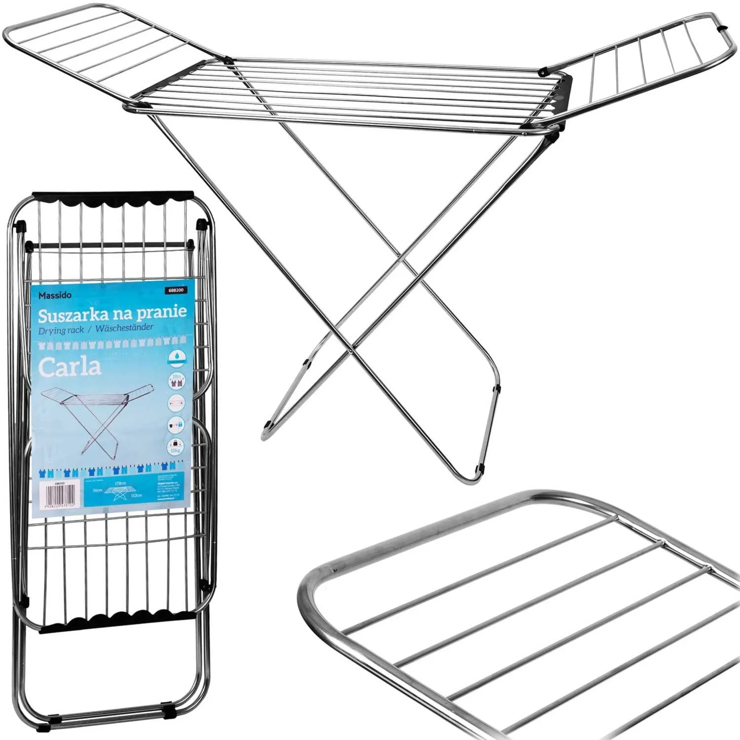 Suszarka na pranie, stojąca, rozkładana, Carla, 18mb, czarny