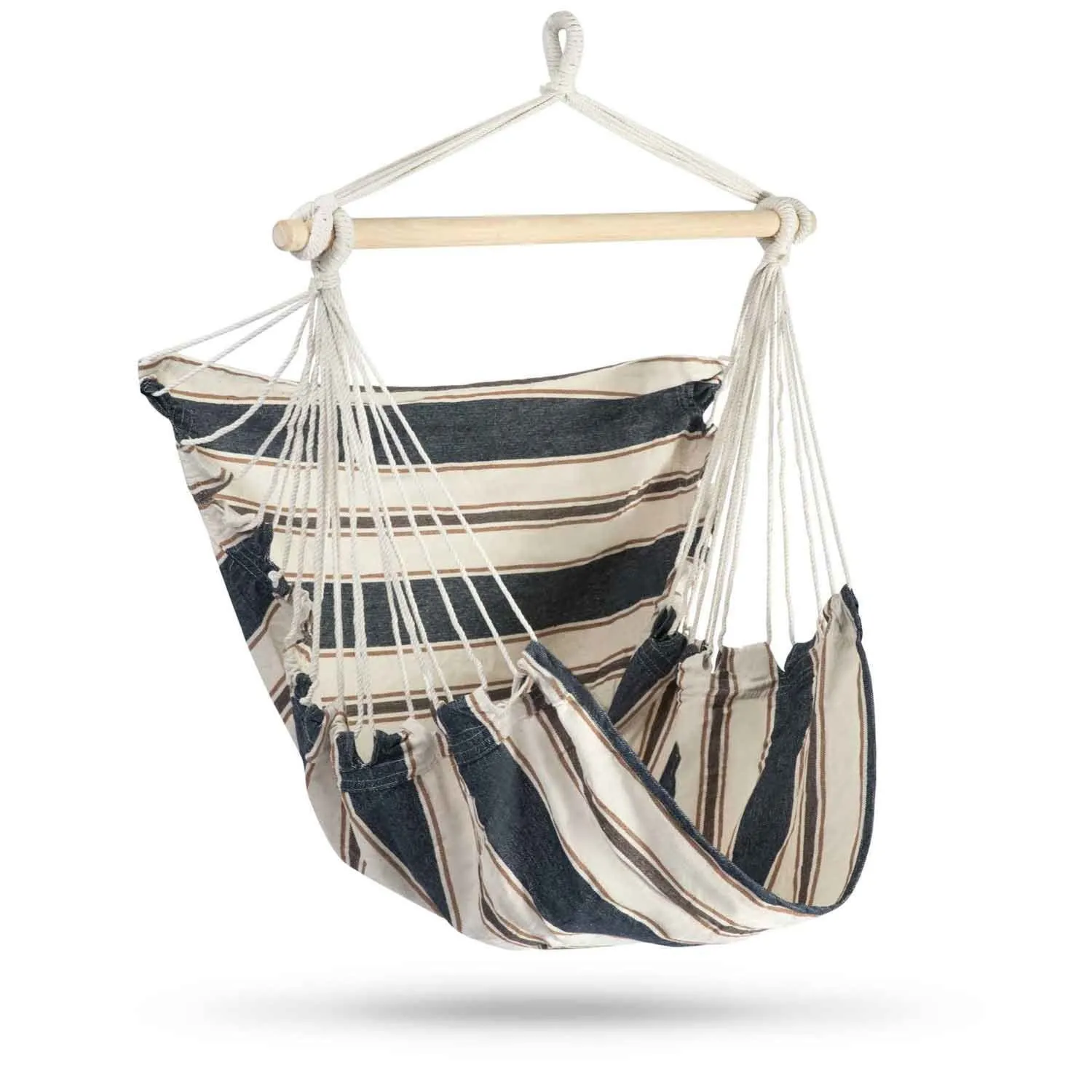 Krzesło wiszące, brazylijskie, Rodos, 112x130 cm, biało-niebieski