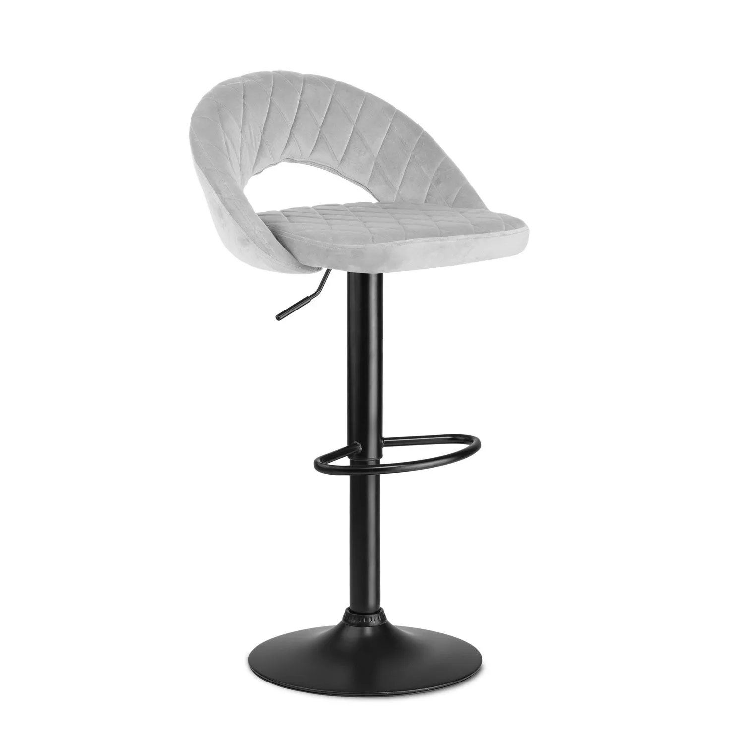 Hoker barowy z oparciem, tapicerowane siedzisko, meva, szary