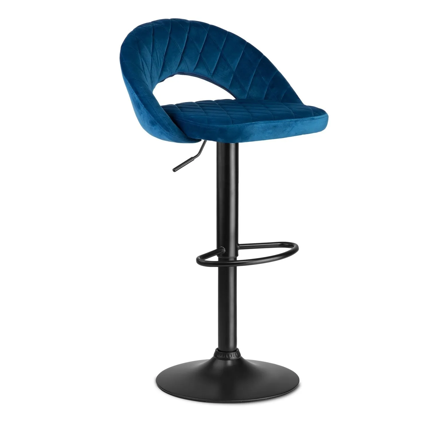 Hoker barowy z oparciem, tapicerowane siedzisko, meva, niebieski