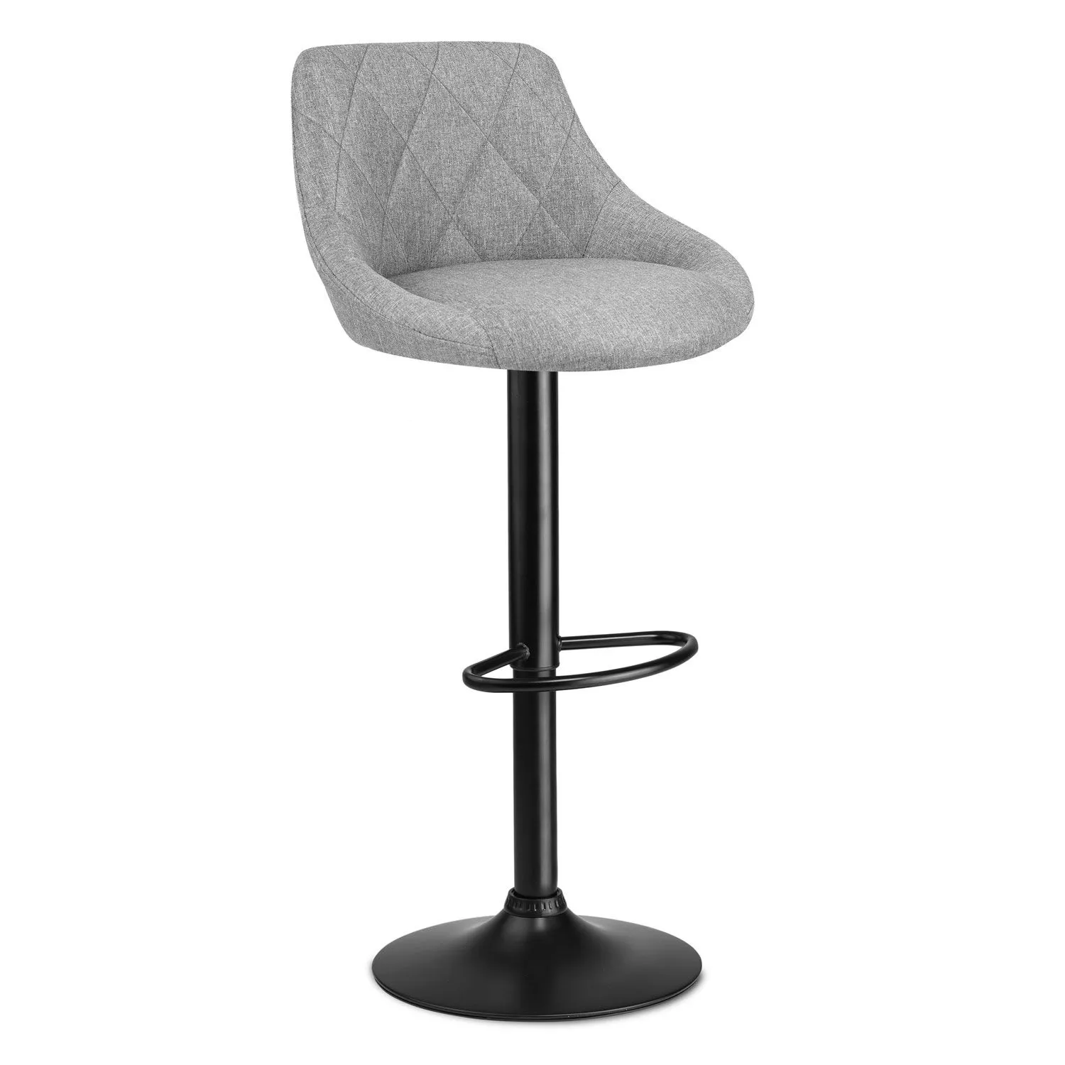 Hoker barowy z oparciem, krzesło, tapicerowane, Nerra, szary