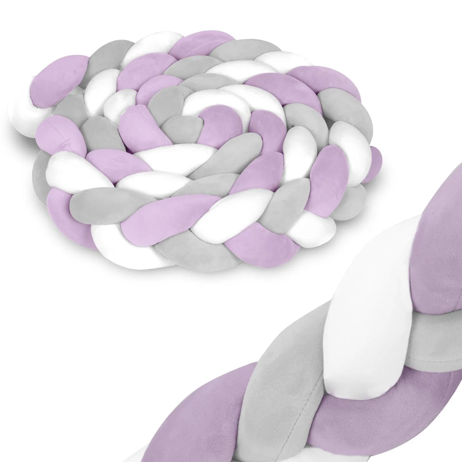 Otulacz do łóżeczka, ochraniacz, antyalergiczny, 300 cm, szary, fioletowy