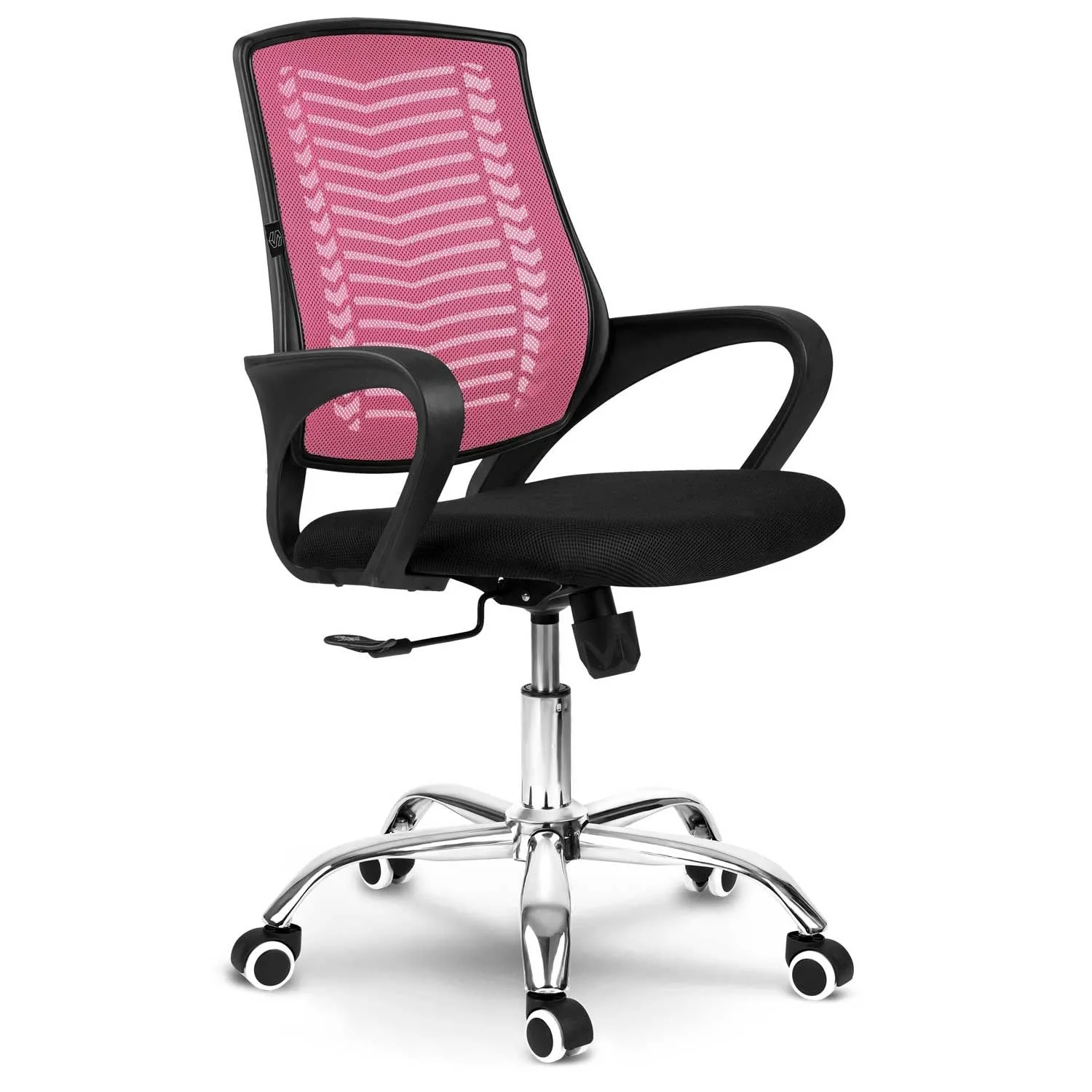 Fotel biurowy, krzesło, mikrosiatka, Denar, różowy