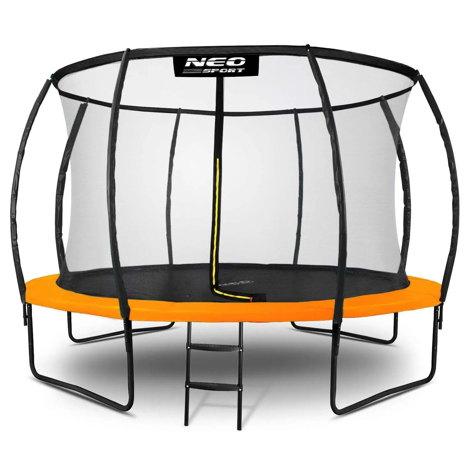 Trampolina ogrodowa, profilowana, siatka wewnętrzna, 12ft, 374x250 cm, pomarańczowy