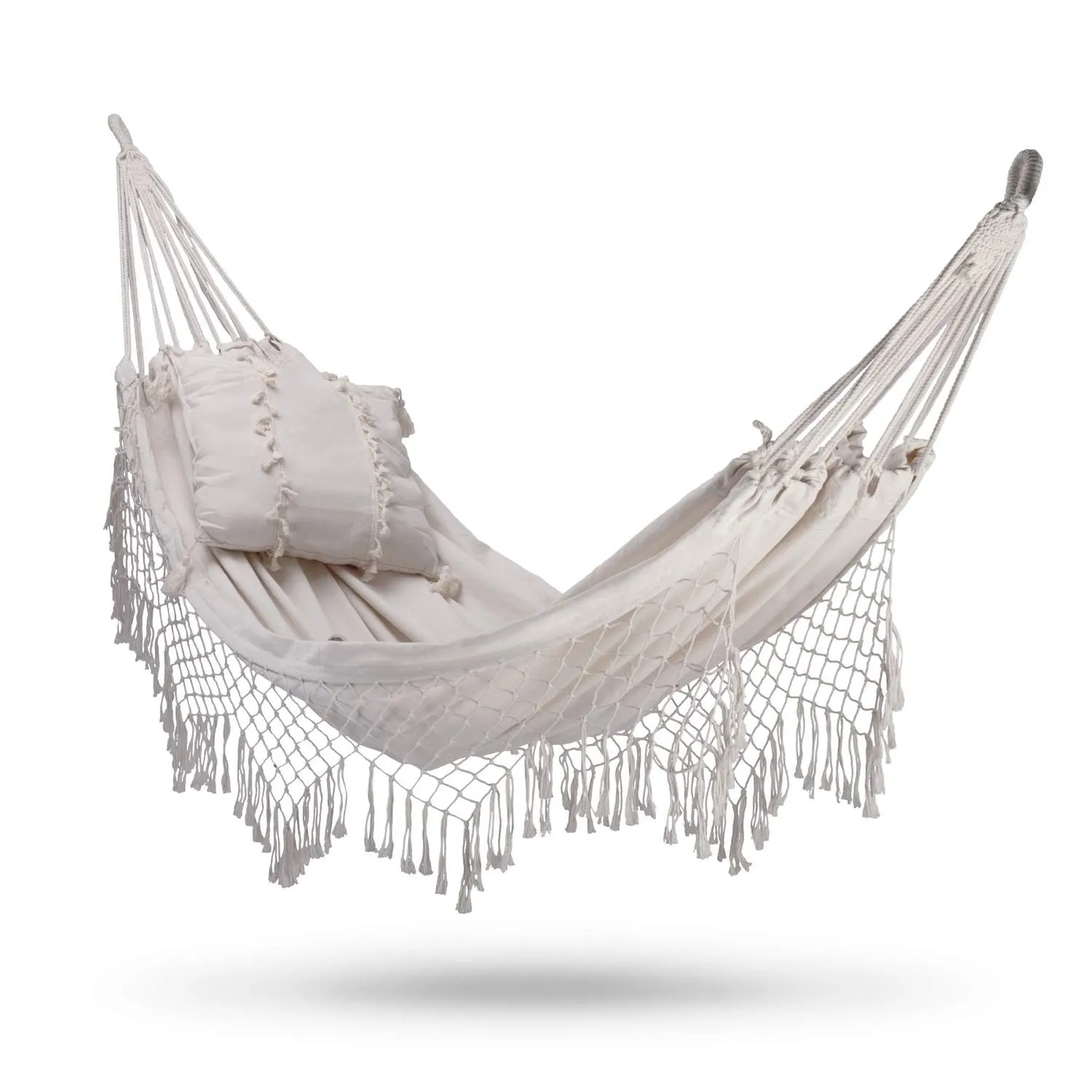 Hamak ogrodowy, Toledo, 1-osobowy, poduszka, 200x100 cm, beżowy