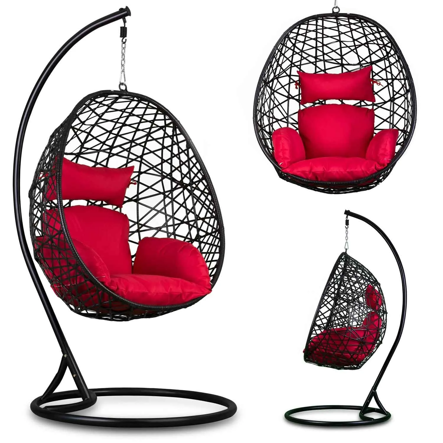 Fotel ogrodowy, wiszący, hamak, Sofotel, Sabana, czarny + czerwony