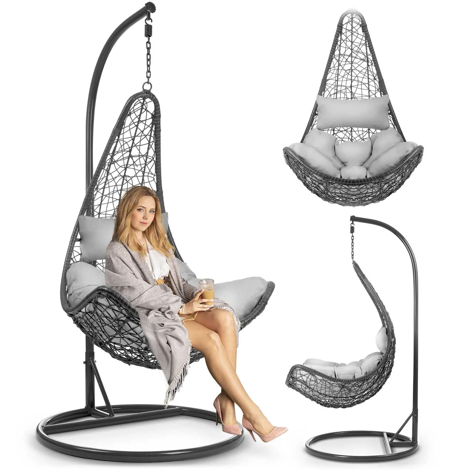 Fotel ogrodowy, wiszący, hamak, Sofotel, Cabana, szary