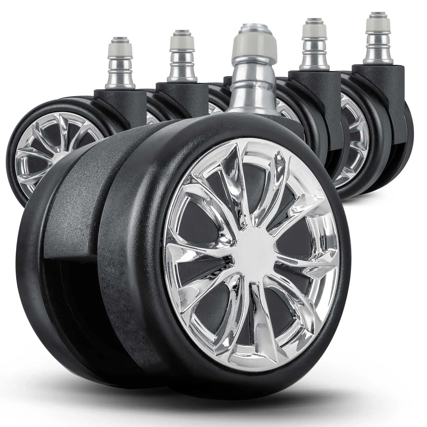 Kółka gumowe do fotela, 5 szt, Sofotel, czarny