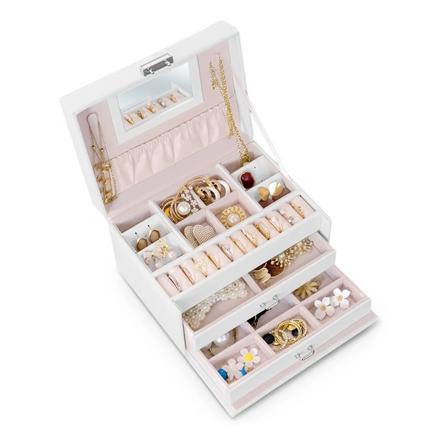 Kuferek na biżuterię, Massido, 19x15x11 cm, biały