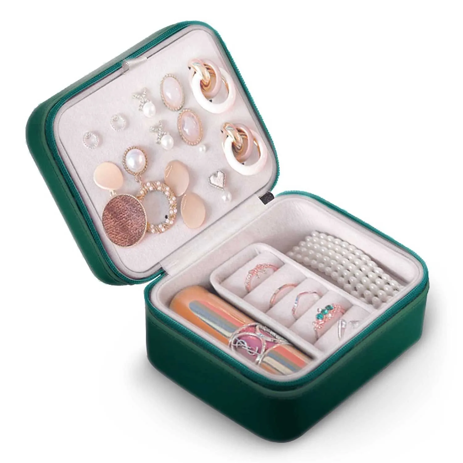 Mała szkatułka na biżuterię, Massido, 11x9x6 cm, zielona