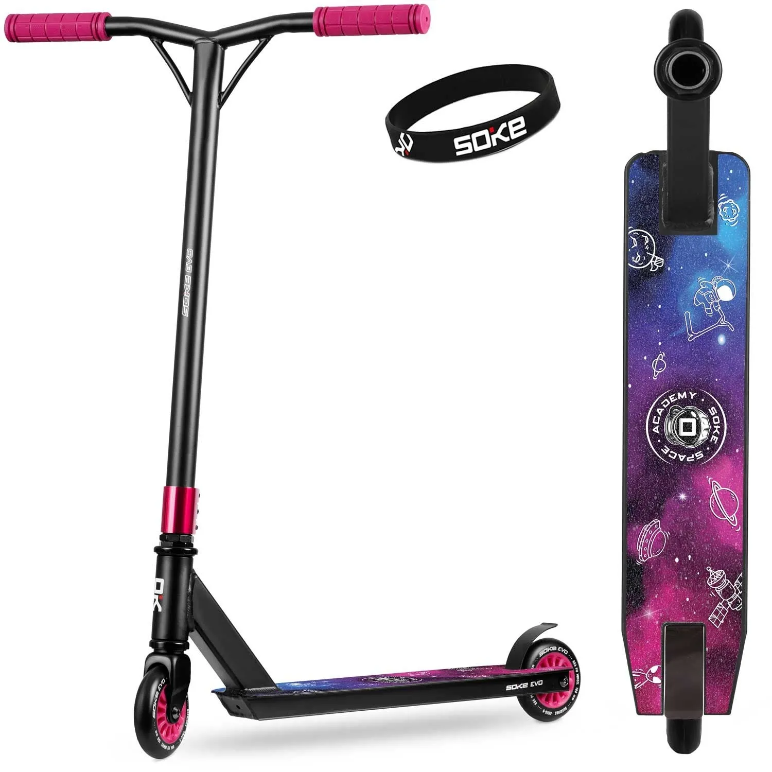 Hulajnoga dwukołowa, wyczynowa, Soke EVO, rubinowa