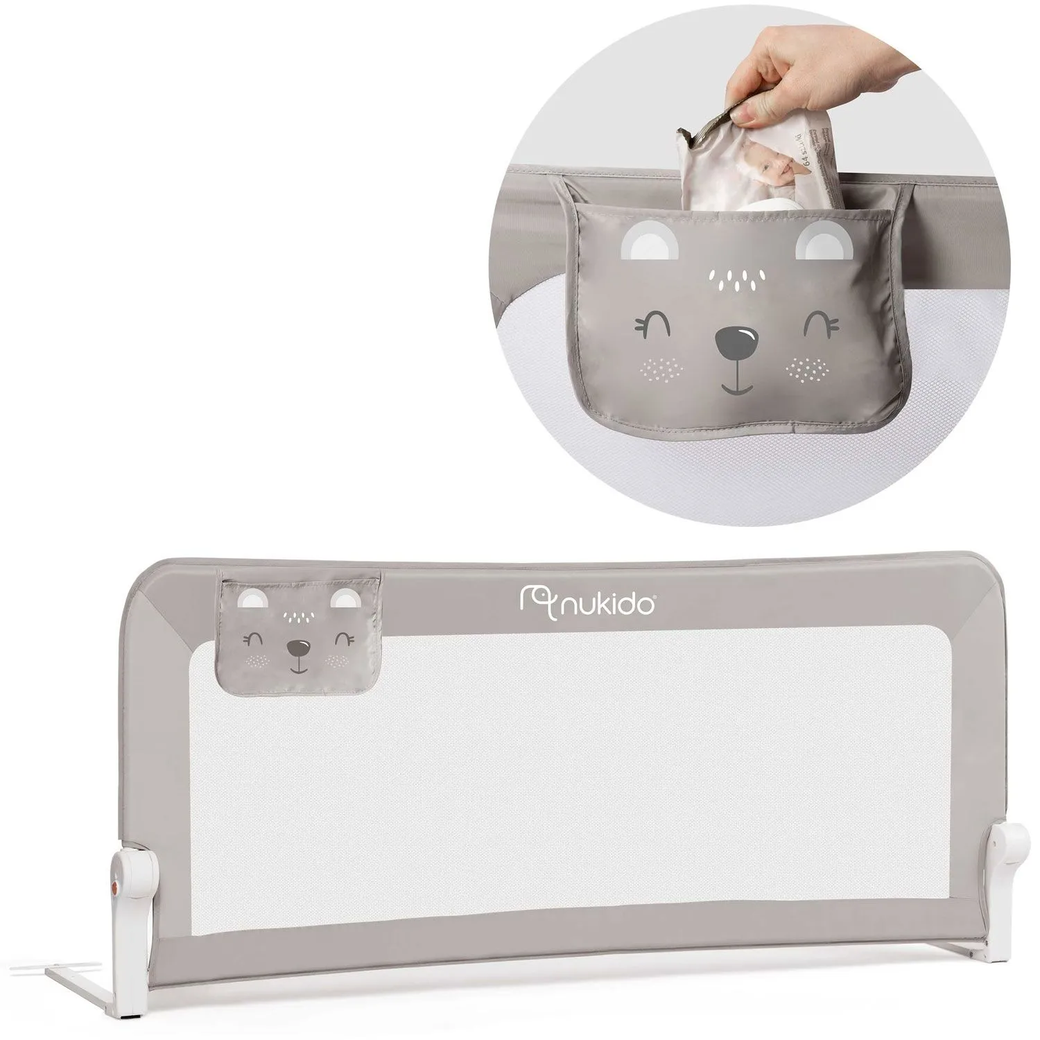 Osłona zabezpieczająca na łóżko, 150x66x35 cm, Nukido, szara