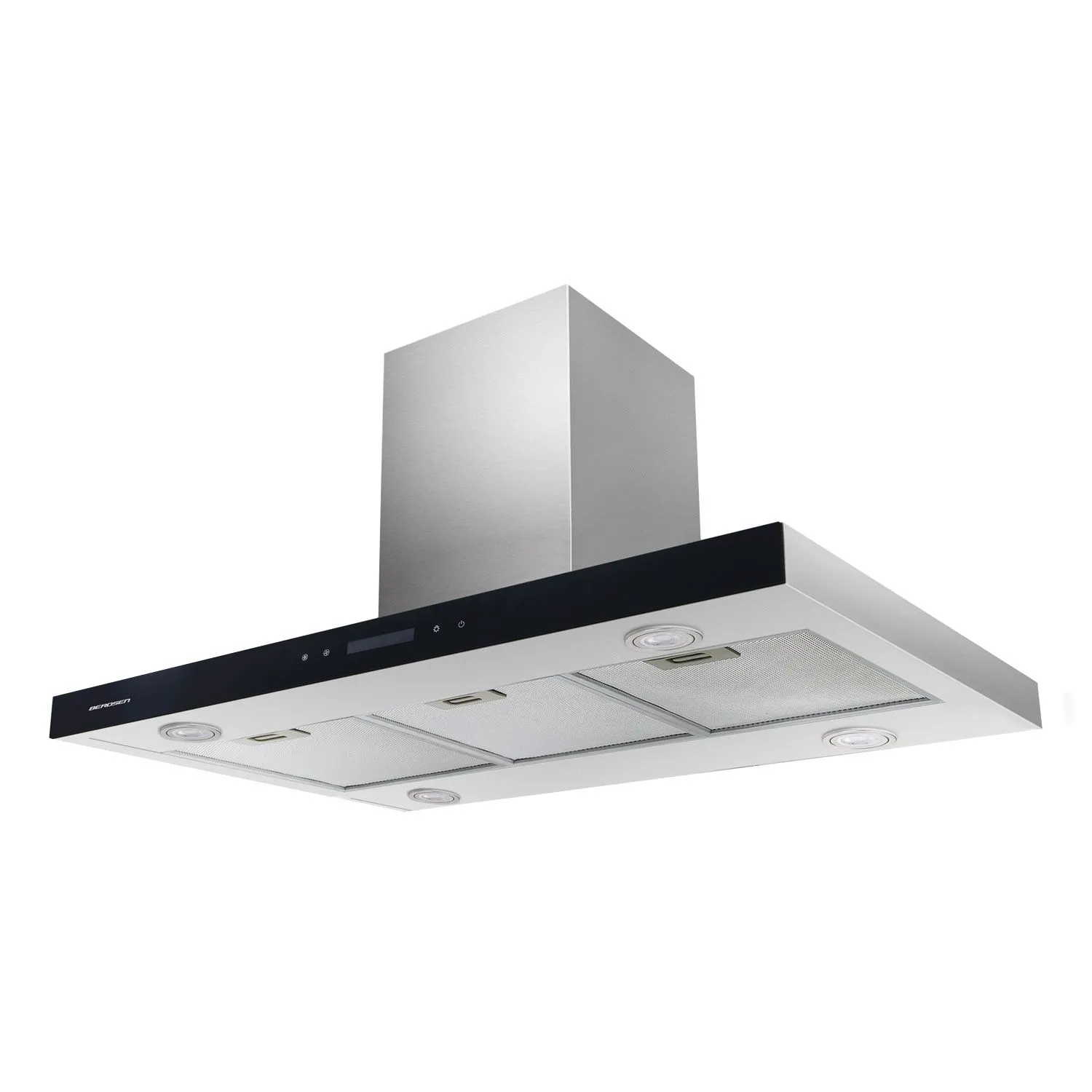 Okap kuchenny, wyspowy, 90x60x100 cm, Berdsen, srebrny, szary