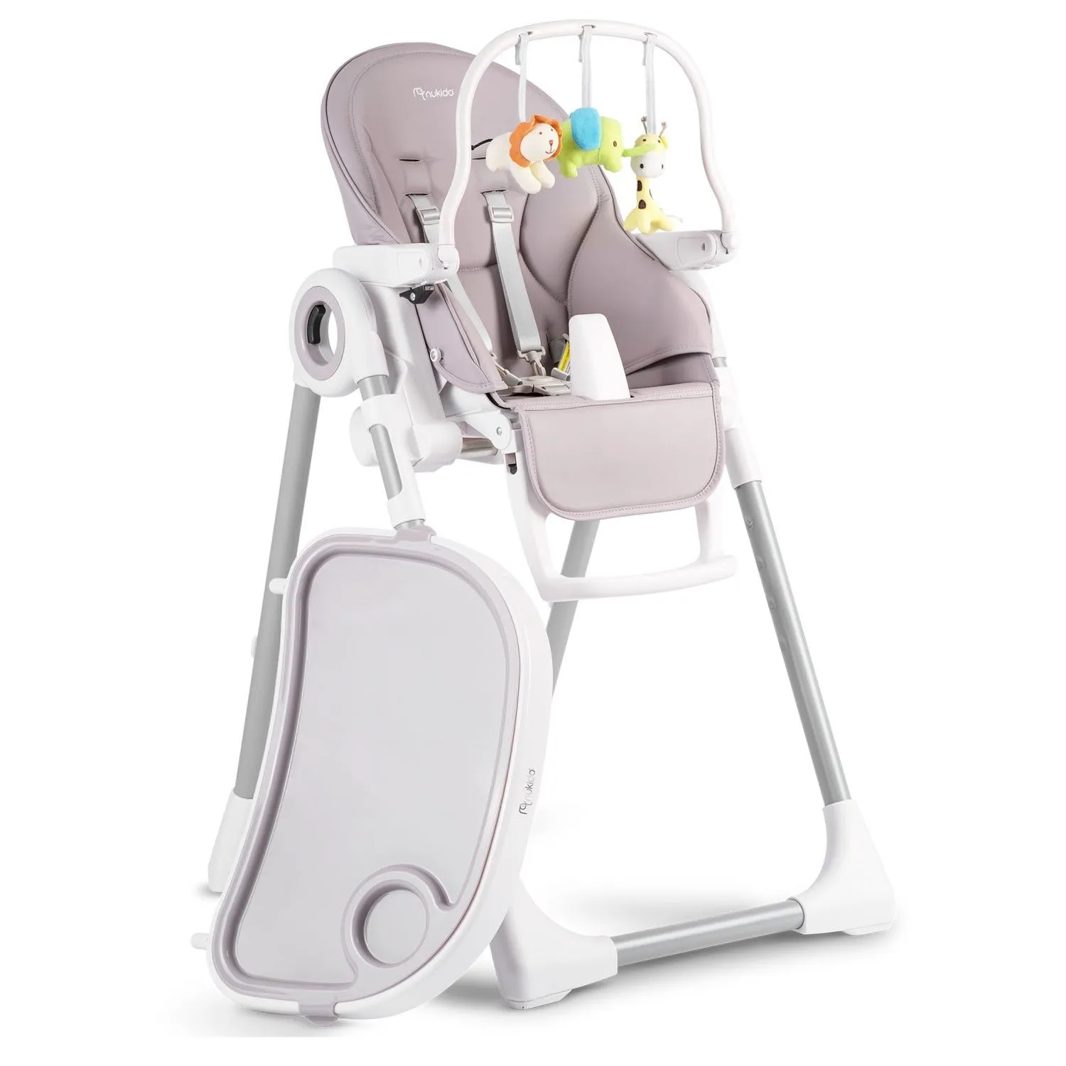 Krzesełko do karmienia ze stolikiem i pałąkiem, Belo, wrzosowe