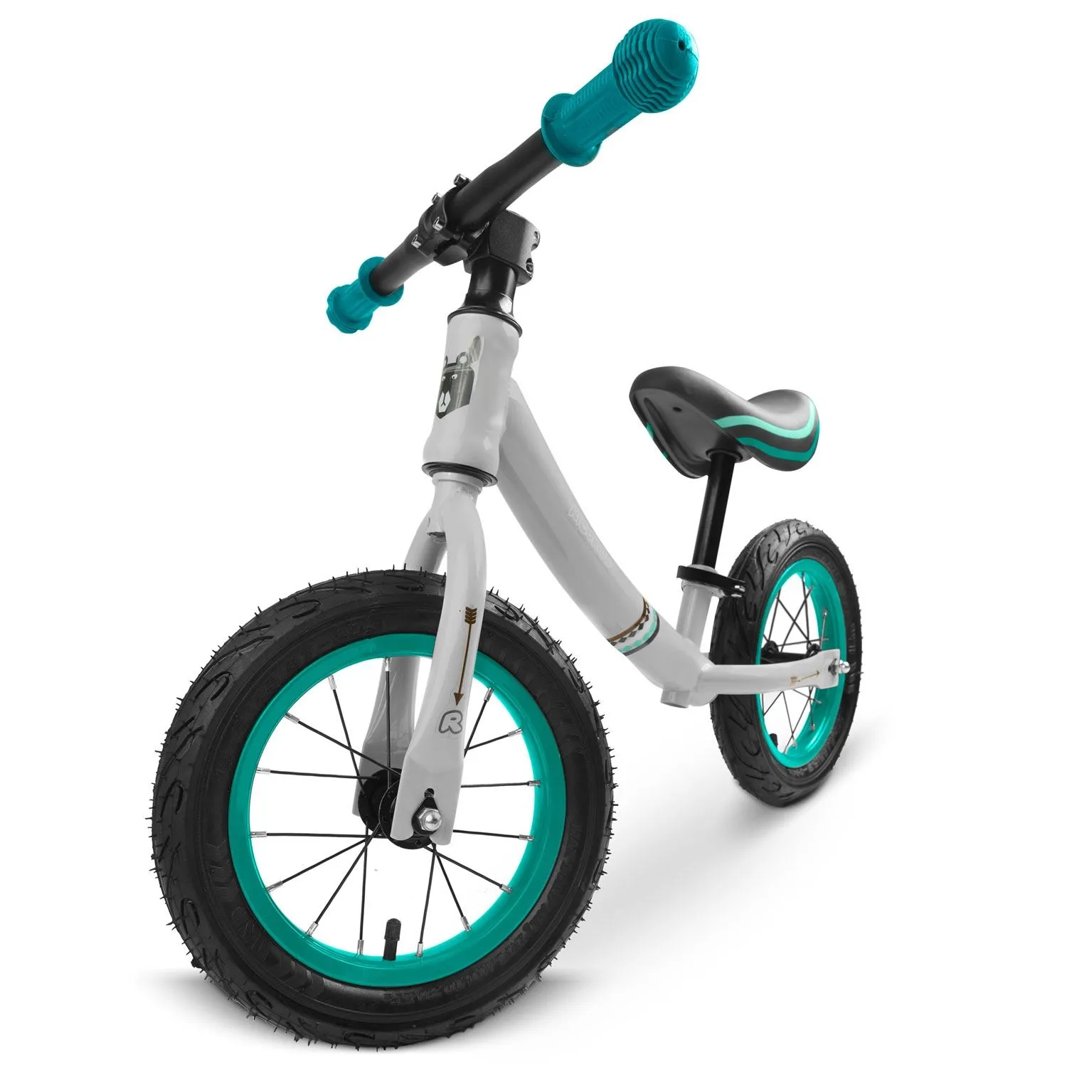 Rowerek biegowy dla dzieci, Ricokids, szaro-turkusowy